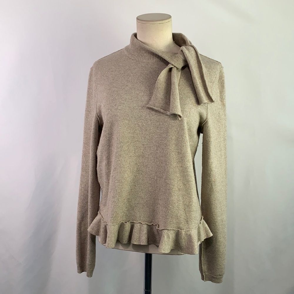 Moschino gold shimmer with tie neck sweater
